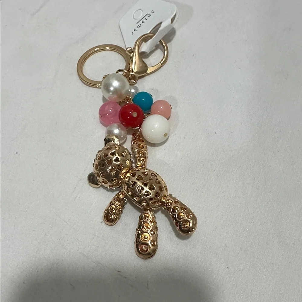 Colorful Teddy Bear Keychain NWT